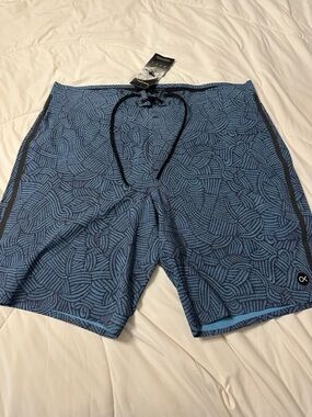 Outerknown Men's Apex Patterned Board Shorts with Black Drawstring -NWT -Size 35